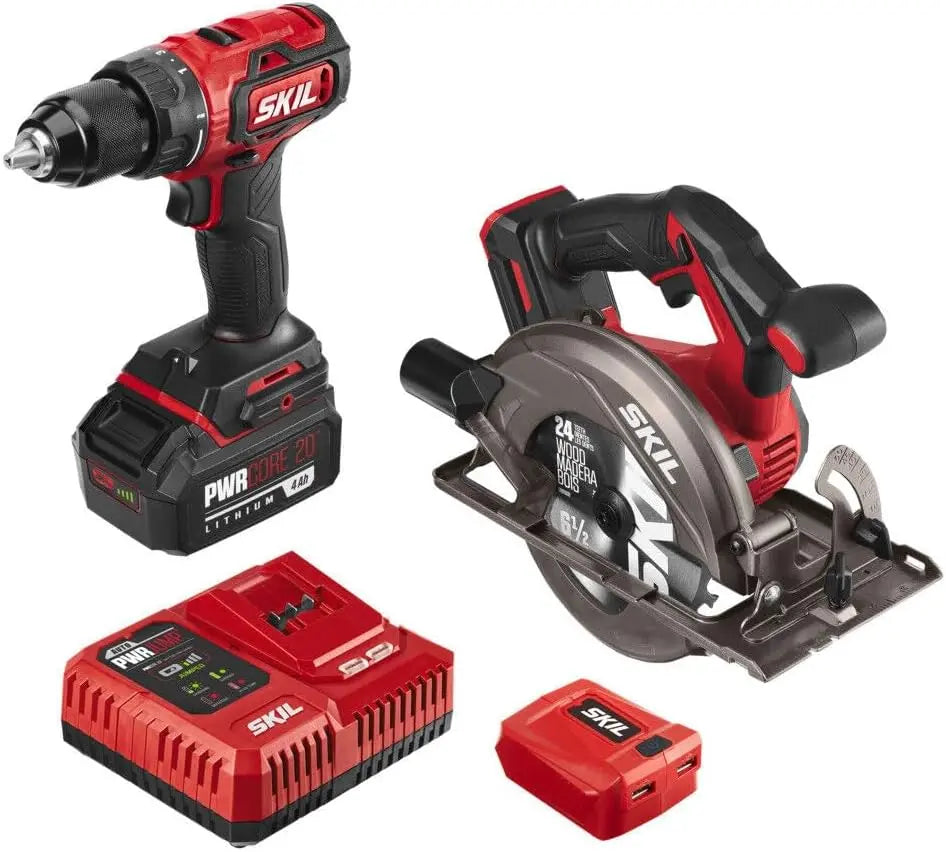 SKIL PWR CORE 20a Brushless 20-Volt Drill Driver and Circular Saw Kit SKILBullseye Deals