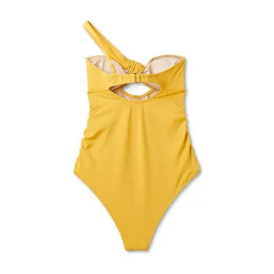 Shade & Shore Women's Asymmetric Twist One Piece Swimsuit - Gold Shade & ShoreBullseye Deals