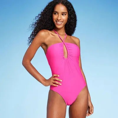 Shade & Shore Women's Halter Keyhole Bandeau One-Piece: Swimwear Sass! Shade & ShoreBullseye Deals