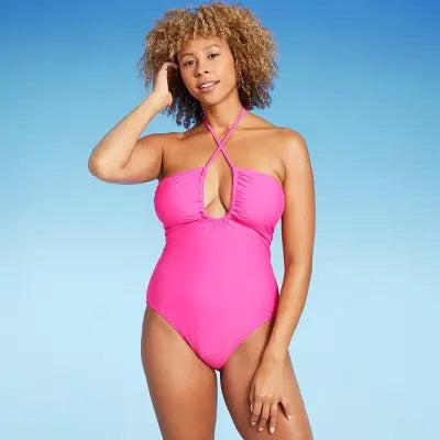 Shade & Shore Women's Halter Keyhole Bandeau One-Piece: Swimwear Sass! Shade & ShoreBullseye Deals