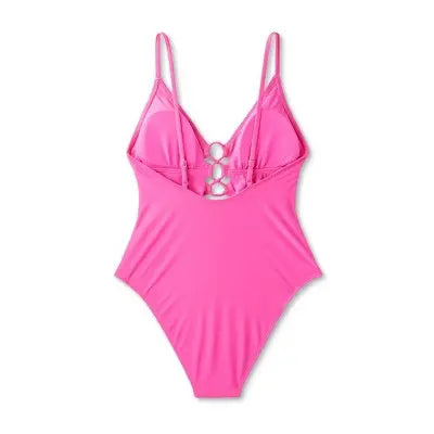 Shade & Shore Women's Lace Up Front One Piece Swimsuit Scoop Neck Swimwear Shade & ShoreBullseye Deals