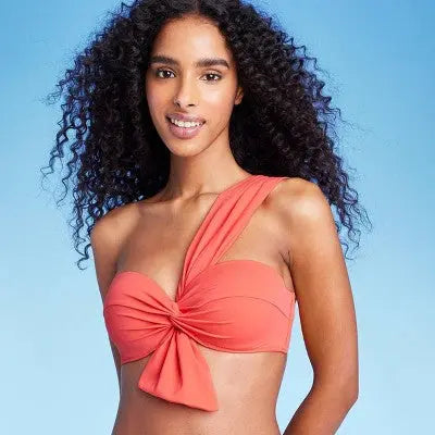 Shade & Shore Women's Lightly Lined One-Shoulder Twist-Front Bikini Top Shade & ShoreBullseye Deals