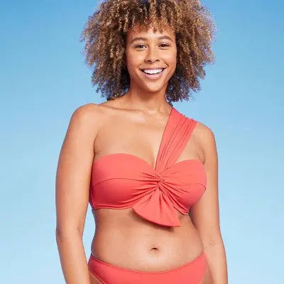 Shade & Shore Women's Lightly Lined One-Shoulder Twist-Front Bikini Top Shade & ShoreBullseye Deals