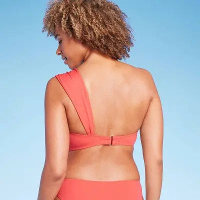 Shade & Shore Women's Lightly Lined One-Shoulder Twist-Front Bikini Top Shade & ShoreBullseye Deals
