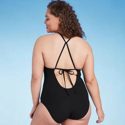 Shade & Shore Women's One Piece Swimsuit Lace Up Back Bead Detail Shade & ShoreBullseye Deals