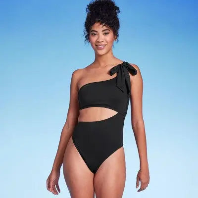 Shade & Shore Women's One Shoulder One Piece Swimsuit Bow Cutout Swimwear Shade & ShoreBullseye Deals