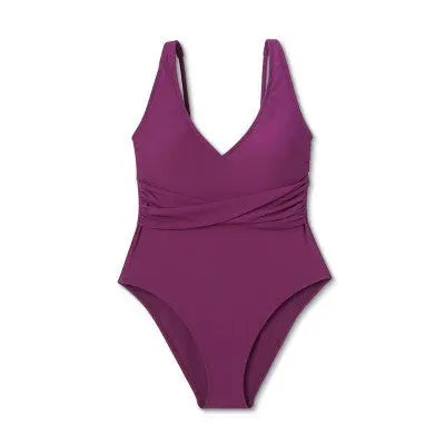 Shade & Shore Women's Plunge One Piece Swimsuit Ribbed Swimwear Shade & ShoreBullseye Deals