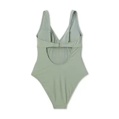 Shade & Shore Women's Plunge One Piece Swimsuit Ribbed Swimwear Shade & ShoreBullseye Deals