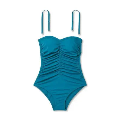 Shade & Shore Women's Shirred Bandeau One Piece Swimsuit Full Coverage Shade & ShoreBullseye Deals