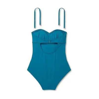 Shade & Shore Women's Shirred Bandeau One Piece Swimsuit Full Coverage Shade & ShoreBullseye Deals