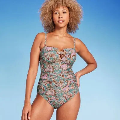 Shade & Shore Women's Shirred Bandeau One Piece Swimsuit Full Coverage Shade & ShoreBullseye Deals