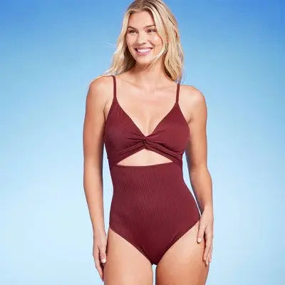 Shade & Shore Women's Twist-Front Cut-Out One-Piece Swimsuit Shade & ShoreBullseye Deals