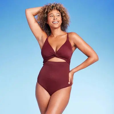 Shade & Shore Women's Twist-Front Cut-Out One-Piece Swimsuit Shade & ShoreBullseye Deals