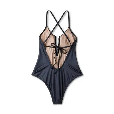 Shade & Shore Women's V-Wire Plunge One Piece Swimsuit Shirred Bathing Suit Shade & ShoreBullseye Deals