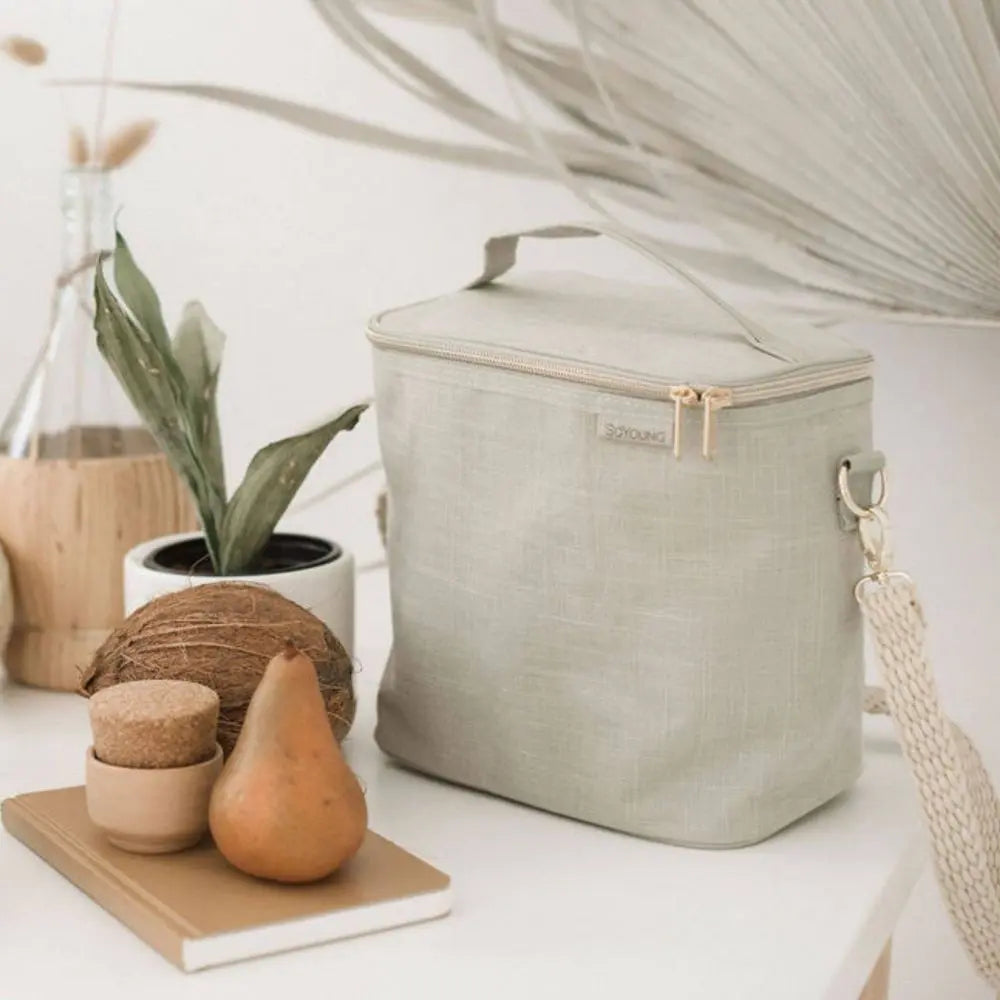 SoYoung Lunch Bag Linen Messenger Removable Insulated Insert SoYoungBullseye Deals