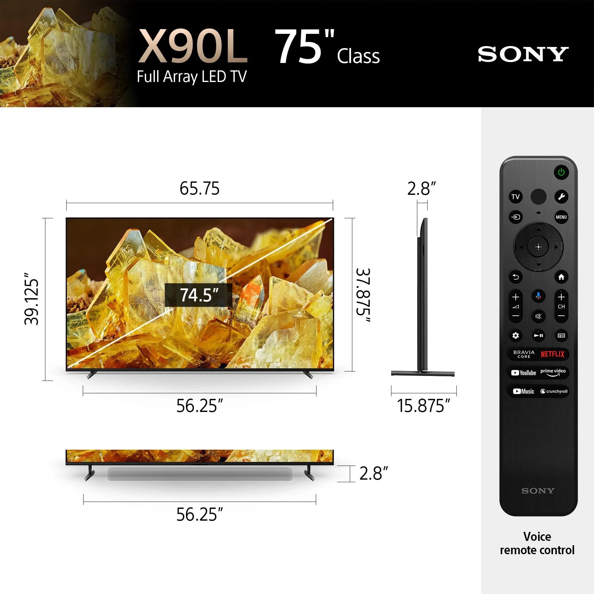 Sony 75 Inch 4K Ultra HD TV X90L Series: BRAVIA XR Full Array LED Smart Google TV SonyBullseye Deals