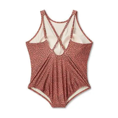 Spotted Print High Neck Ruched Full Coverage One Piece Swimsuit - Kona Sol - Secondipity