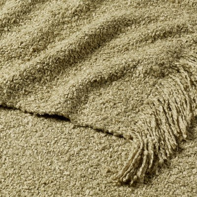 Threshold Boucle Throw Blanket Oversized 80x60 Midweight Woven Fringe