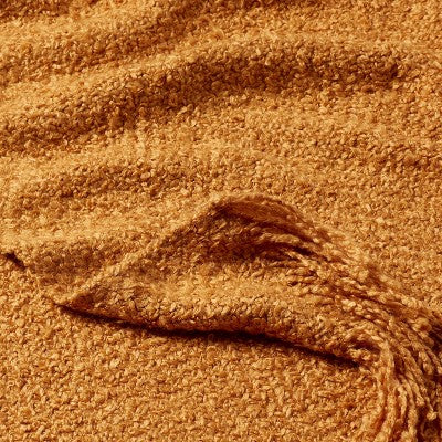 Threshold Boucle Throw Blanket Oversized 80x60 Midweight Woven Fringe