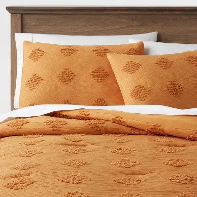 Threshold Comforter Set Tufted Diamond Crinkled Year-Round ThresholdBullseye Deals