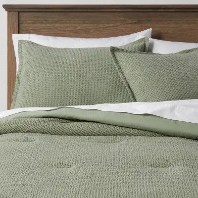 Threshold Washed Waffle Weave Comforter & Sham Set 100% Cotton OEKO-TEX Certified Threshold