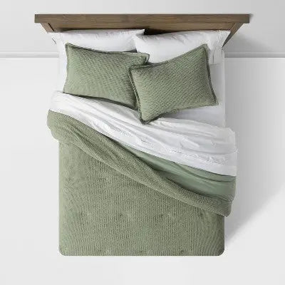 Threshold Washed Waffle Weave Comforter & Sham Set 100% Cotton OEKO-TEX Certified Threshold