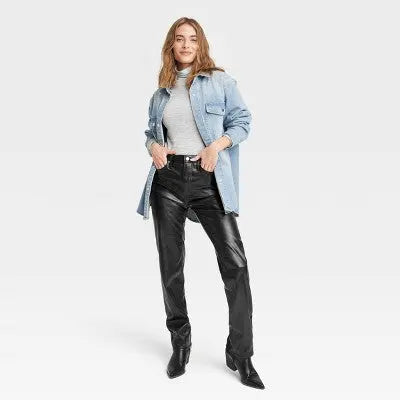Universal Thread Women Faux Leather Pants High-Rise Straight Jeans 90's Vintage Universal ThreadBullseye Deals