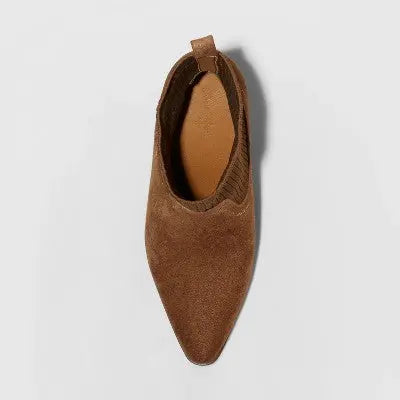 Universal Thread Women's Block High Heel Ankle Boots Pull-On Suede Booties Universal ThreadBullseye Deals