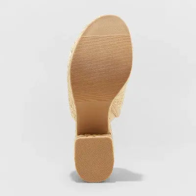 Universal Thread Women's Chunky Block High Heel Slip On Mules Sandals Raffia Universal ThreadBullseye Deals