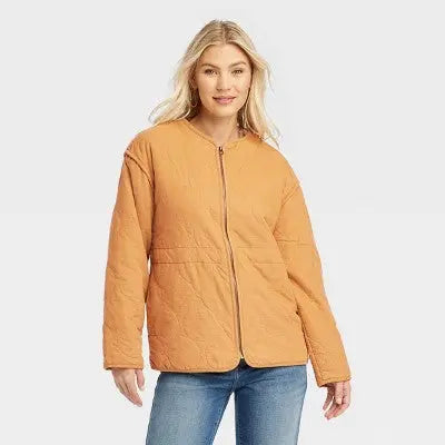 Universal Thread Women's Corduroy Jacket Quilted Long Sleeve Zip-Up Hip-Length Coat Universal ThreadBullseye Deals