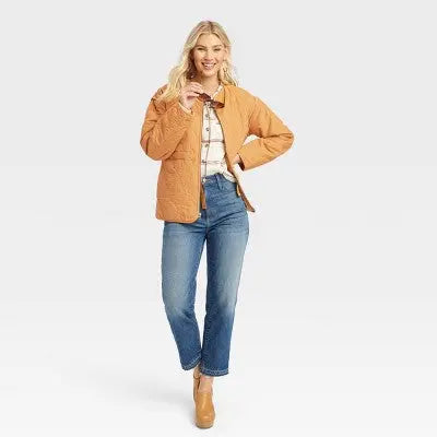 Universal Thread Women's Corduroy Jacket Quilted Long Sleeve Zip-Up Hip-Length Coat Universal ThreadBullseye Deals