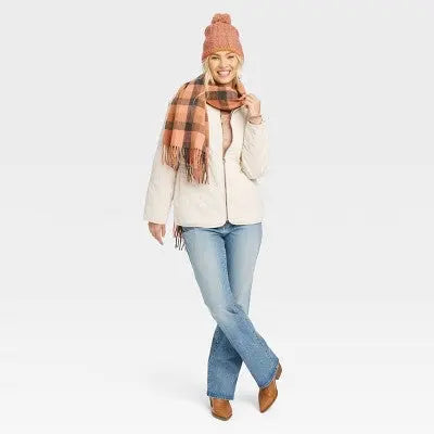 Universal Thread Women's Corduroy Jacket Quilted Long Sleeve Zip-Up Hip-Length Coat Universal ThreadBullseye Deals