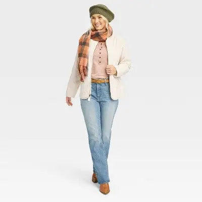 Universal Thread Women's Corduroy Jacket Quilted Long Sleeve Zip-Up Hip-Length Coat Universal ThreadBullseye Deals