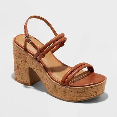 Universal Thread Women's Cork Platform Sandals Mid Chunky Block Heel Universal ThreadBullseye Deals