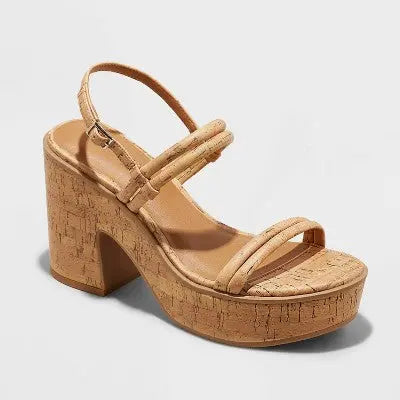 Universal Thread Women's Cork Platform Sandals Mid Chunky Block Heel Universal ThreadBullseye Deals