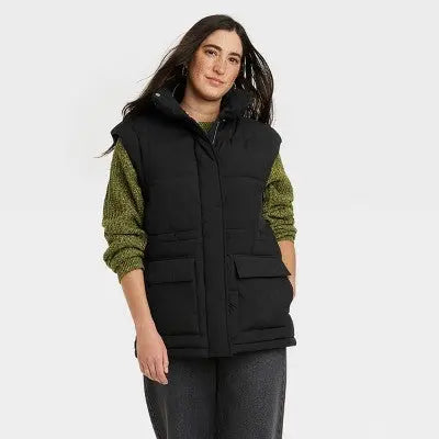 Universal Thread Women's Full Zipper Snap Quilted Puffer Vest Water-Resistant Universal ThreadBullseye Deals