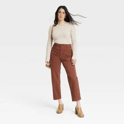 Universal Thread Women's High-Rise Barrel Leg Cropped Pants Relaxed Loose Fit Universal ThreadBullseye Deals