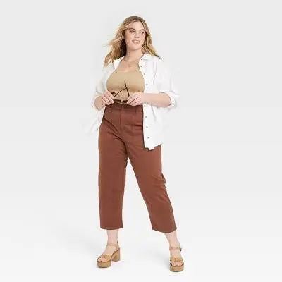 Universal Thread Women's High-Rise Barrel Leg Cropped Pants Relaxed Loose Fit Universal ThreadBullseye Deals