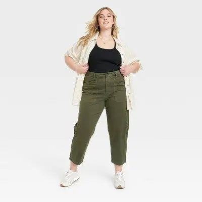 Universal Thread Women's High-Rise Barrel Leg Cropped Pants Relaxed Loose Fit Universal ThreadBullseye Deals