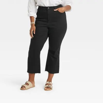 Universal Thread Women's High-Rise Bootcut Cropped Stretchy Jeans Raw Edge Universal ThreadBullseye Deals