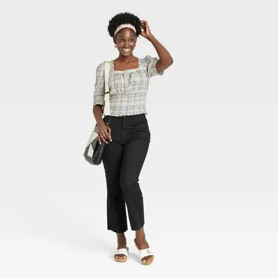 Universal Thread Women's High-Rise Bootcut Cropped Stretchy Jeans Raw Edge Universal ThreadBullseye Deals