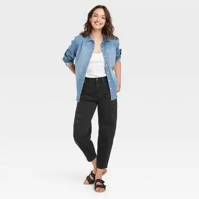 Universal Thread Women's High-Rise Cropped Balloon Jeans Curvy Fit Universal ThreadBullseye Deals