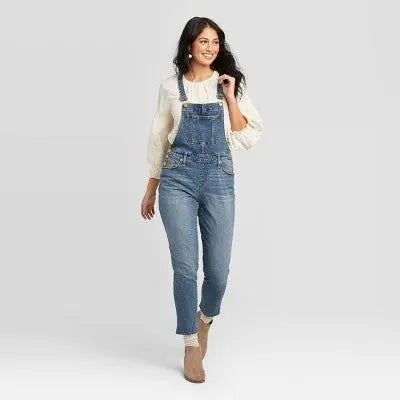 Universal Thread Women's High-Rise Denim Overalls Cropped Tapered, Medium Wash Universal ThreadBullseye Deals