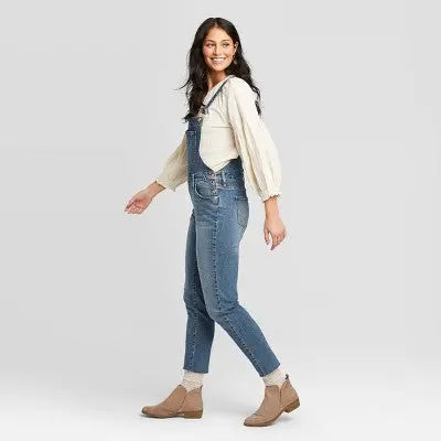 Universal Thread Women's High-Rise Denim Overalls Cropped Tapered, Medium Wash Universal ThreadBullseye Deals