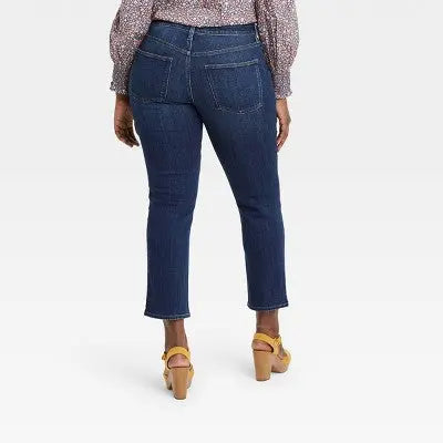 Universal Thread Women's High-Rise Slim Straight Jeans Denim Rolled Hem Fair Trade - Secondipity