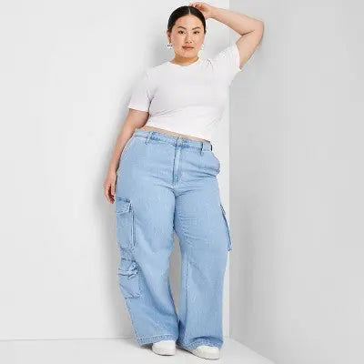 Universal Thread Women's High-Rise Wide Leg Denim Jeans Cargo Pants Streetwear Universal ThreadBullseye Deals