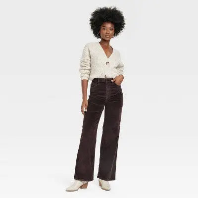 Universal Thread Women's High-Rise Wide Leg Jeans Cropped Corduroy Pants Universal ThreadBullseye Deals