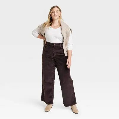 Universal Thread Women's High-Rise Wide Leg Jeans Cropped Corduroy Pants Universal ThreadBullseye Deals