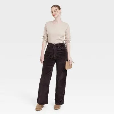 Universal Thread Women's High-Rise Wide Leg Jeans Cropped Corduroy Pants Universal ThreadBullseye Deals