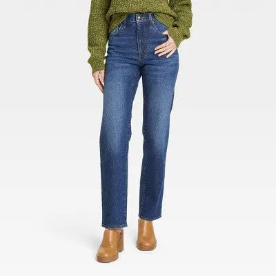 Universal Thread Women's High Waisted Straight Cargo Jeans 90's Vintage, Dark Wash Universal ThreadBullseye Deals